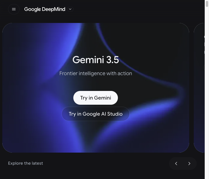 Screenshot of the official Gemini website